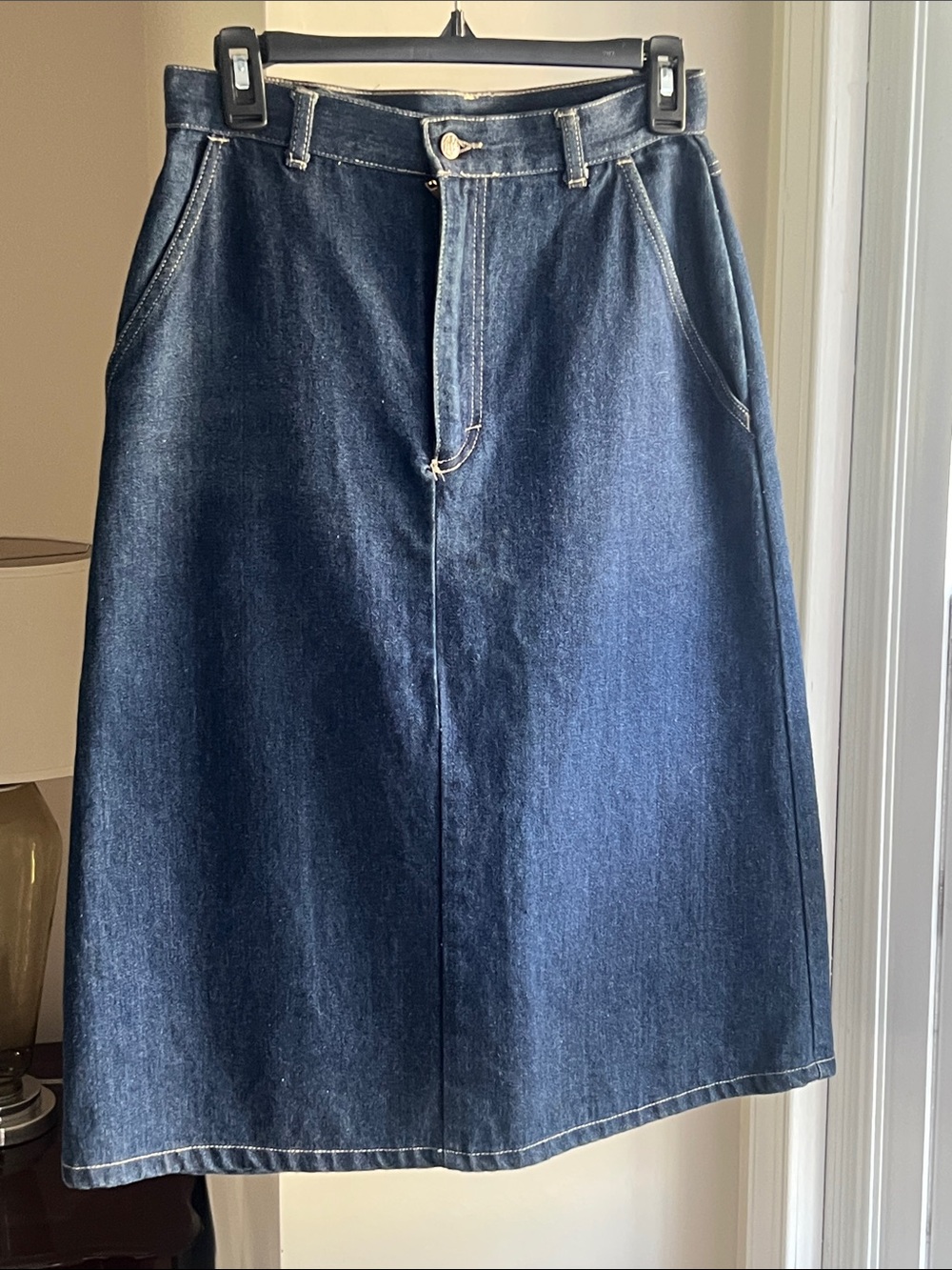 80’s Lacoste Dark Blue Denim Midi Skirt